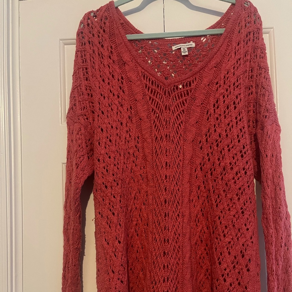 AE Crochet Pink Sweater